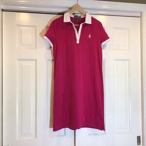 VTG Lauren Ralph Lauren Tennis Dress Pink Polo Style SzL Y2K Preppy Retro Casual